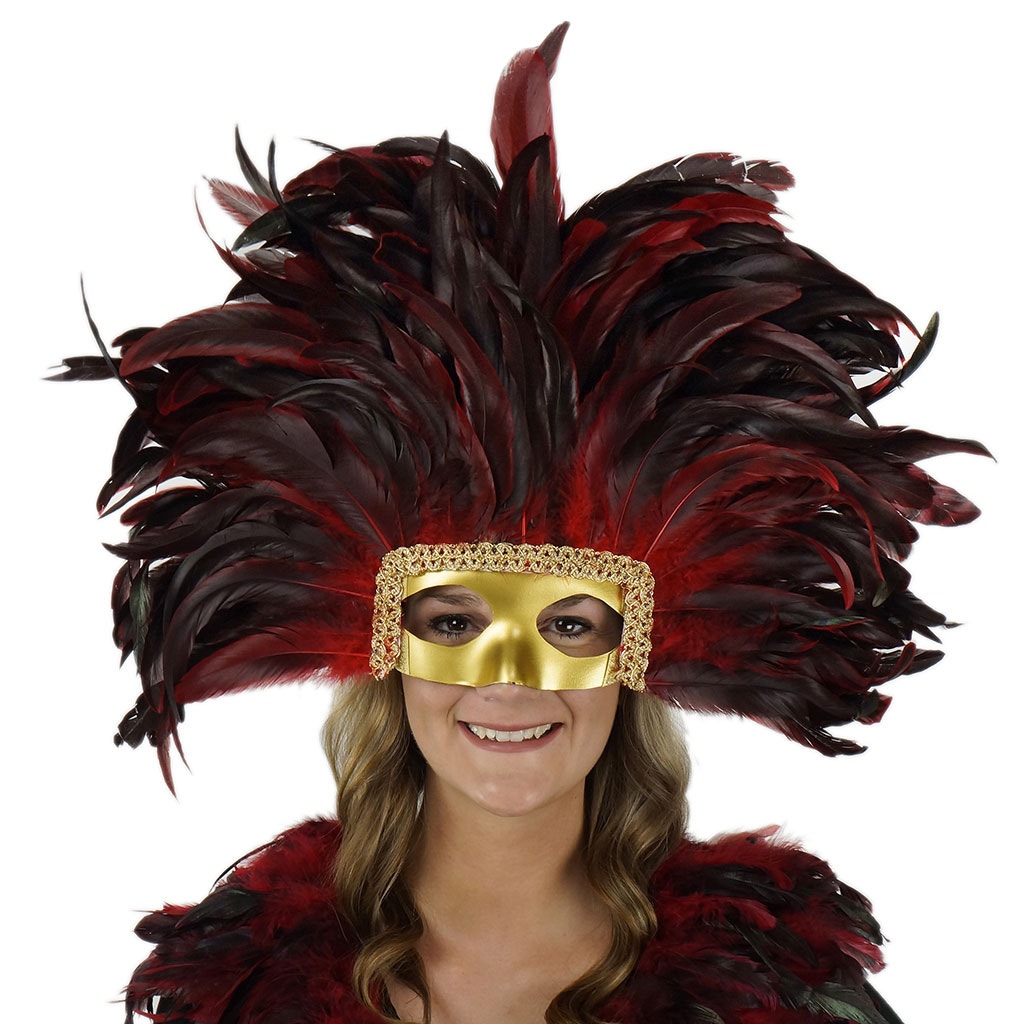Dyed Red Large Feather Headdress Mask | Buy Wholesale Fashion Masks ...