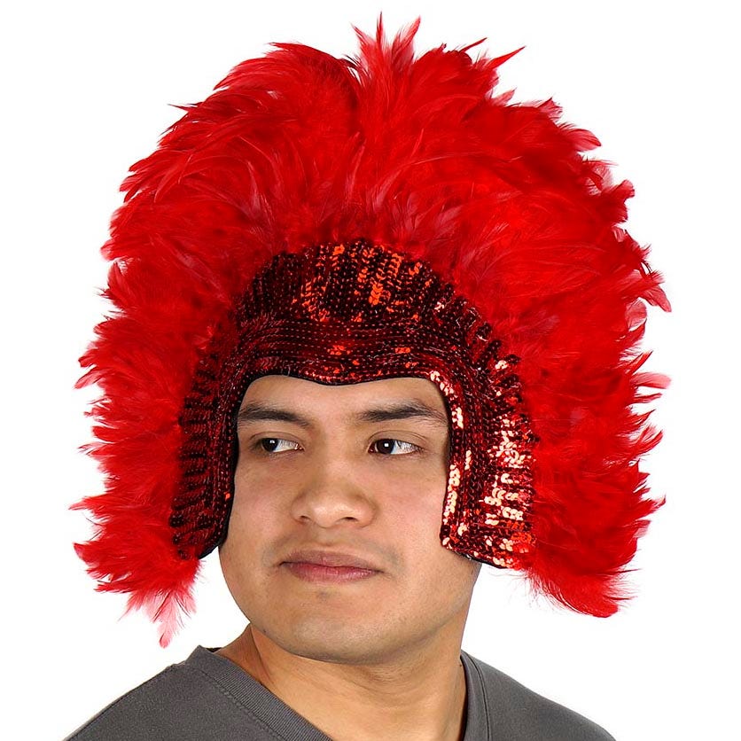 Coque Feather Headdress with Sequins Red Coque Feather Headdress with Sequins Red