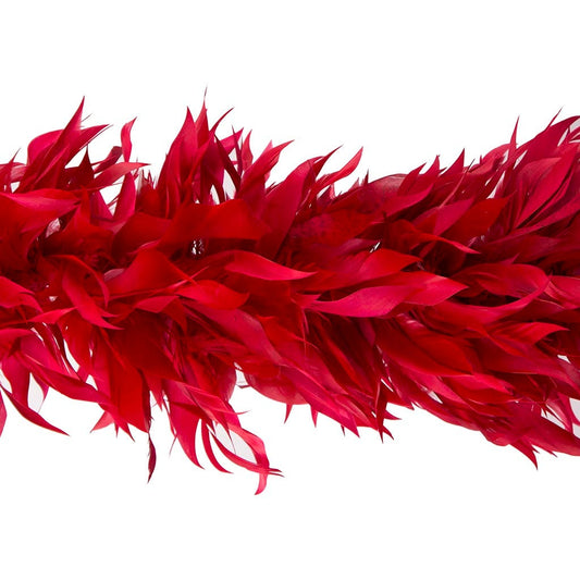 Goose Feather Boa - Stripped Nagoire -  Red