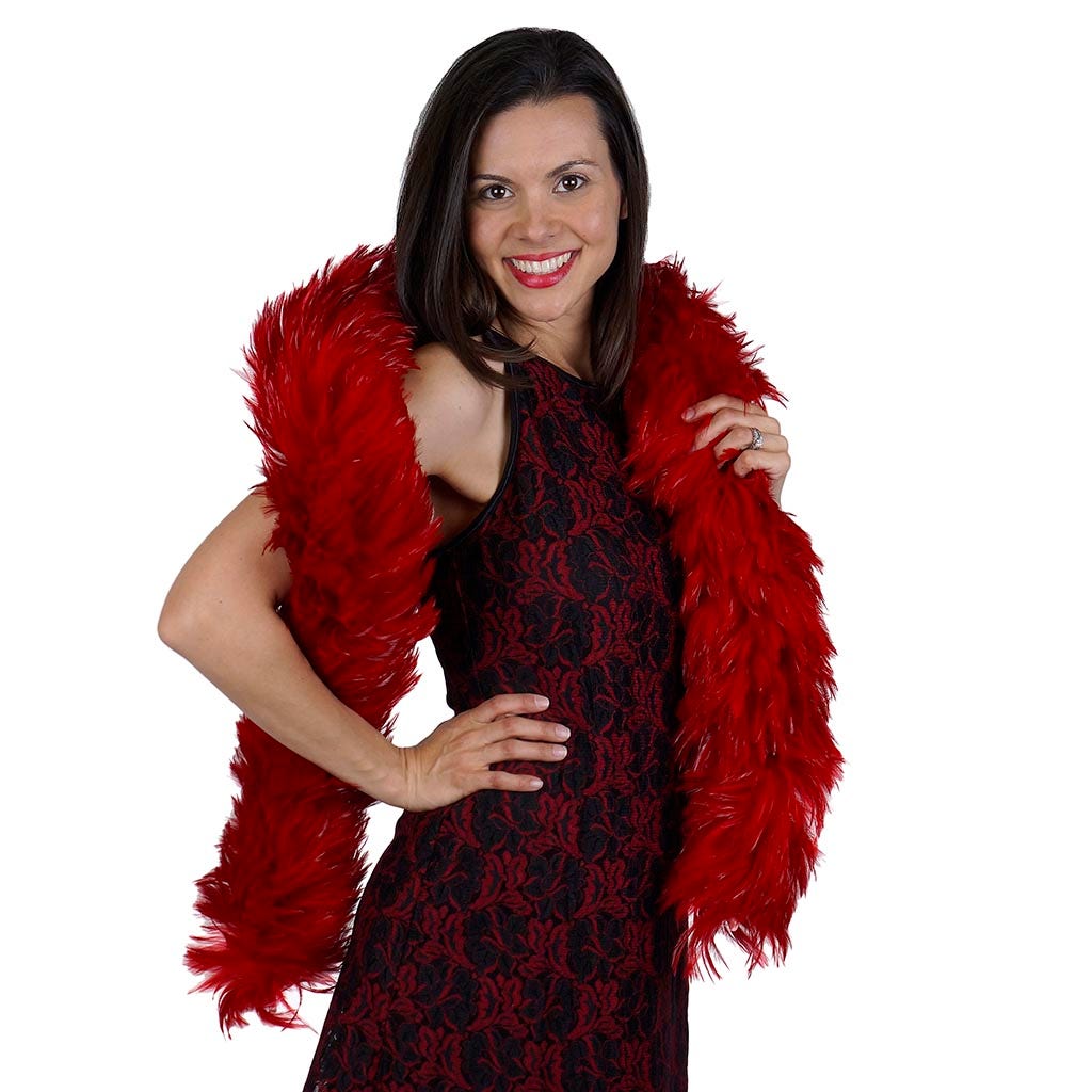 Rooster Hackle Boa Dyed - Red