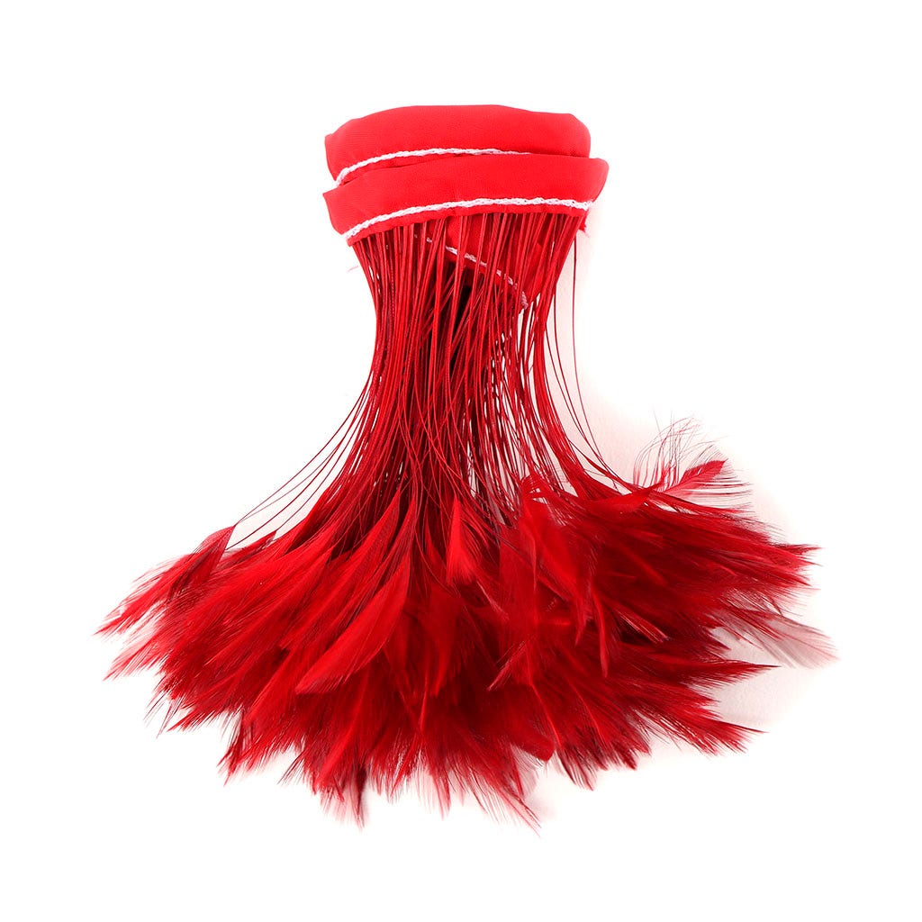 Stripped Hackle Feather Fringe - Red