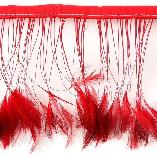 Stripped Hackle Feather Fringe - Red