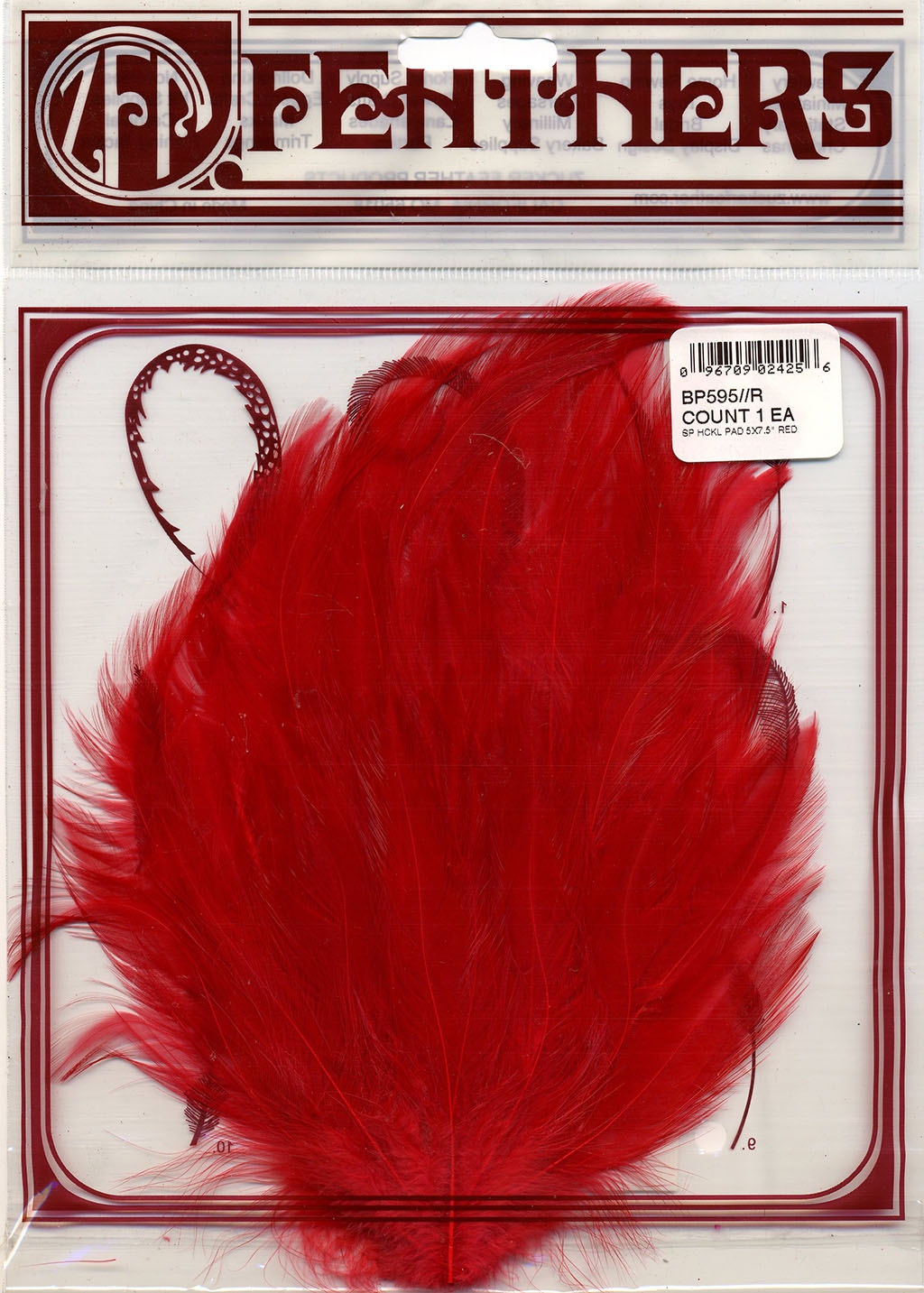 Hackle Feather Pad Dyed - Red