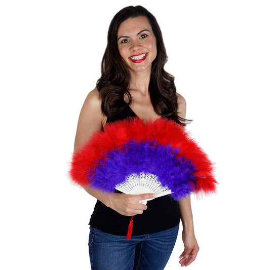 Marabou Feather Fan Multi Color - Red/Regal