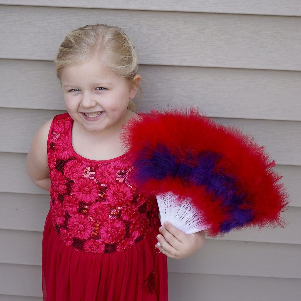 Marabou Feather Fan Multi Color Red/Regal/Red