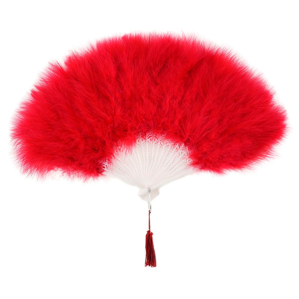 Marabou Feather Fan - Red