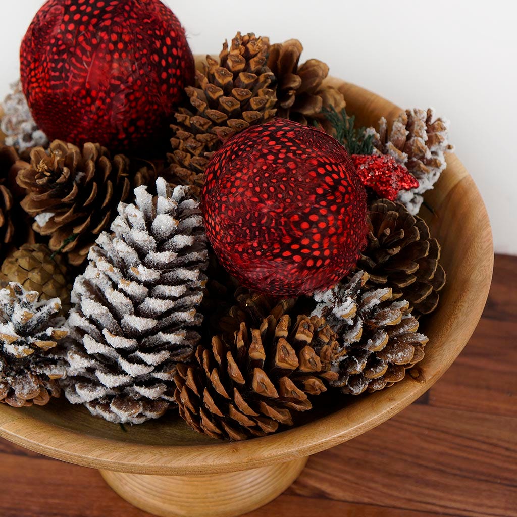 Guinea Feather Ornament - Dyed 3" ball Red