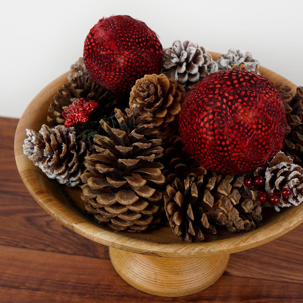 Guinea Feather Ornament - Dyed 4" ball - Red