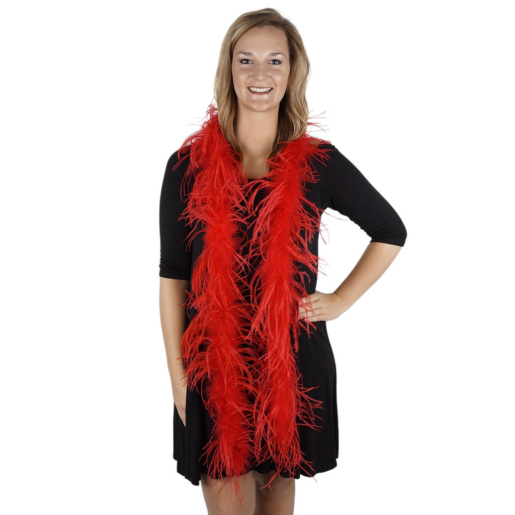 Marabou and Ostrich Feather Boa - Red