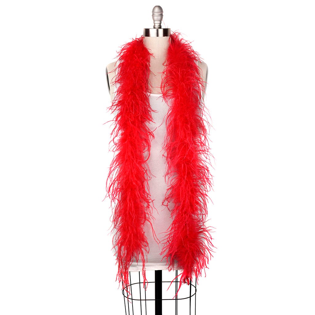 One Ply Ostrich Feather Boa - Red