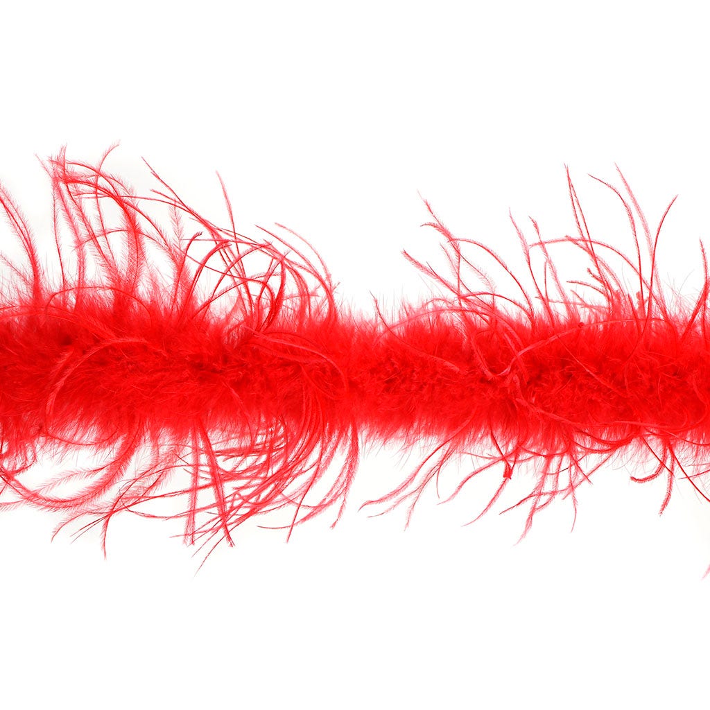 One Ply Ostrich Feather Boa - Red