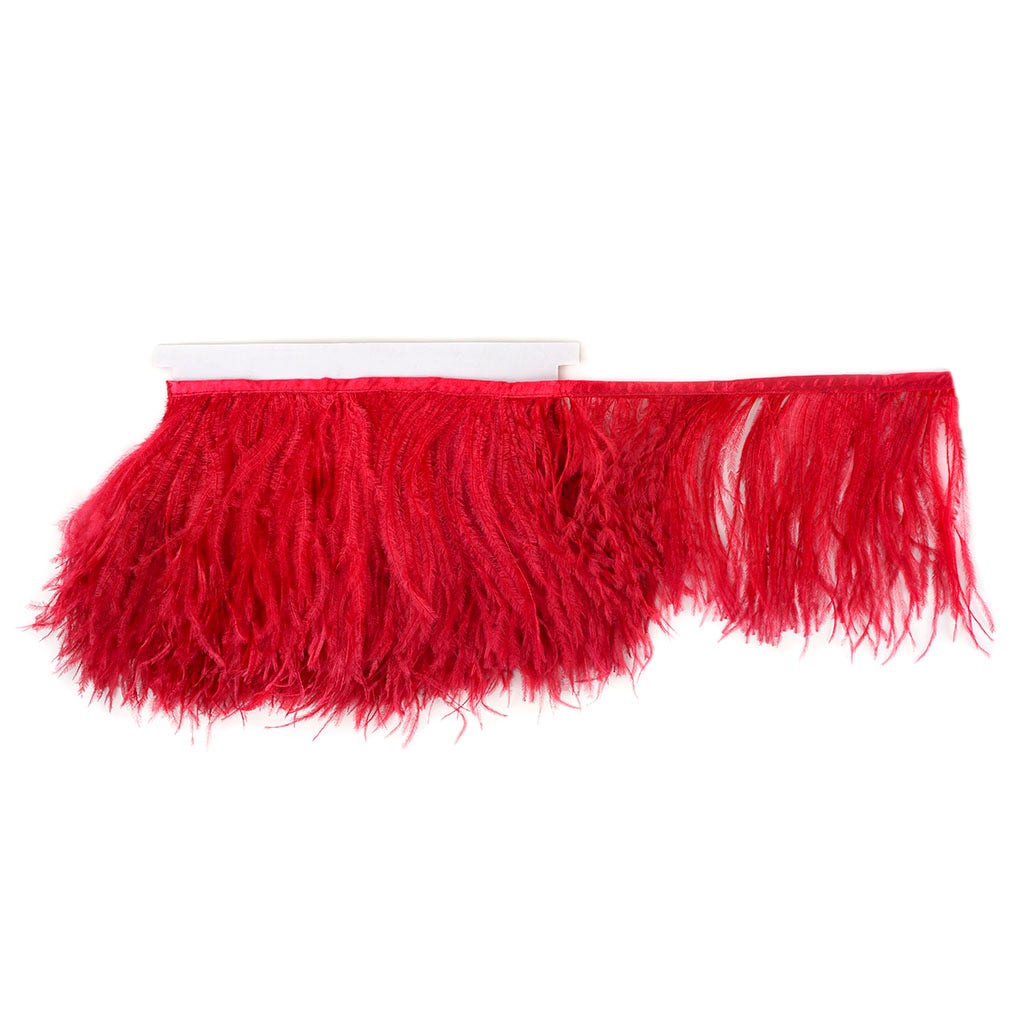 One-Ply Ostrich Feather Fringe - 5 Yards - Tango Red