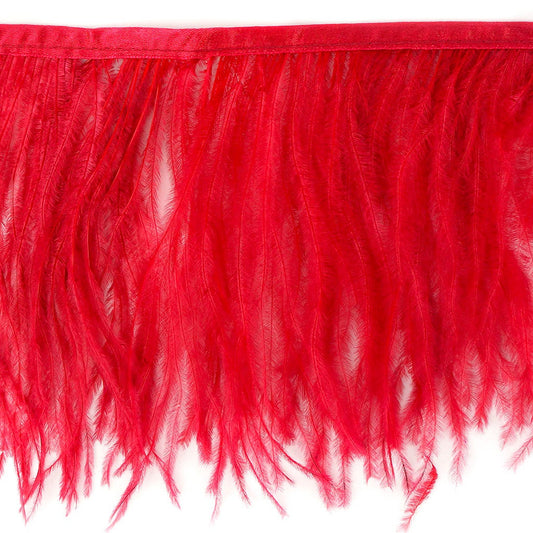 One-Ply Ostrich Feather Fringe - 5 Yards - Tango Red