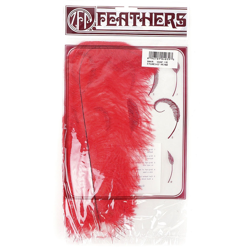 Ostrich Feathers 9-12" Drabs -  Red