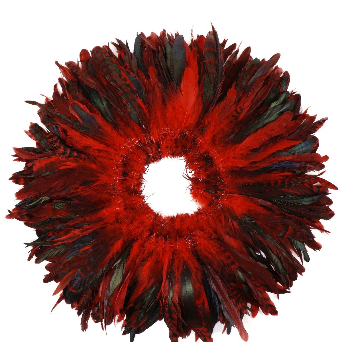 Rooster Coque Tail Feathers Dyed Over Chinchilla - Red 15-18" [1/4 LB Bulk]