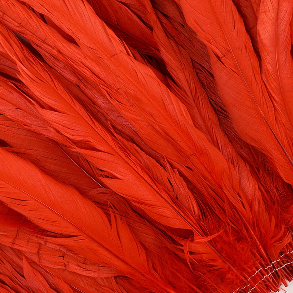 Rooster Coque Tail Feathers Bleach and Dyed - Red