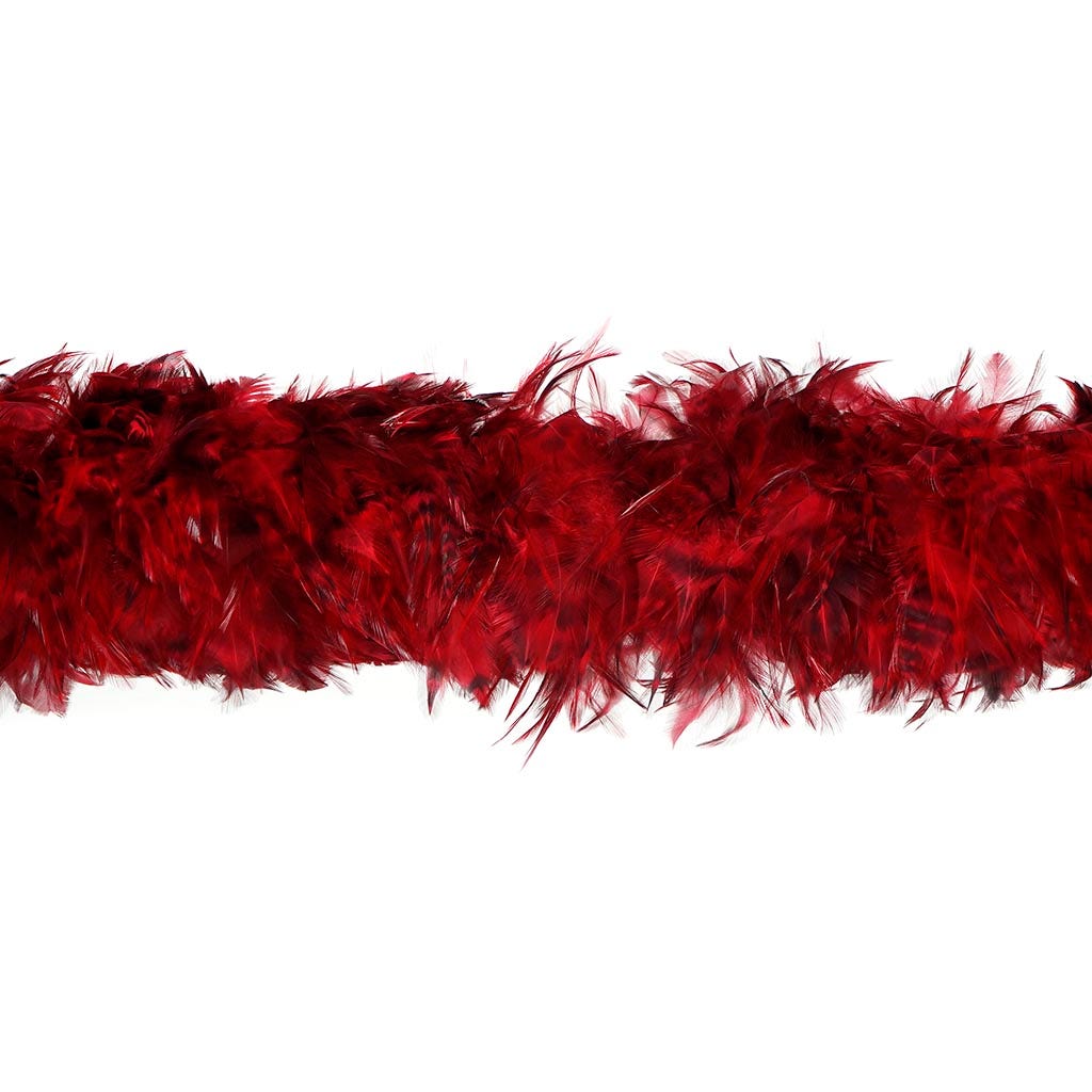 Red Chinchilla Saddle Rooster Feather Boa 5-6" - Red