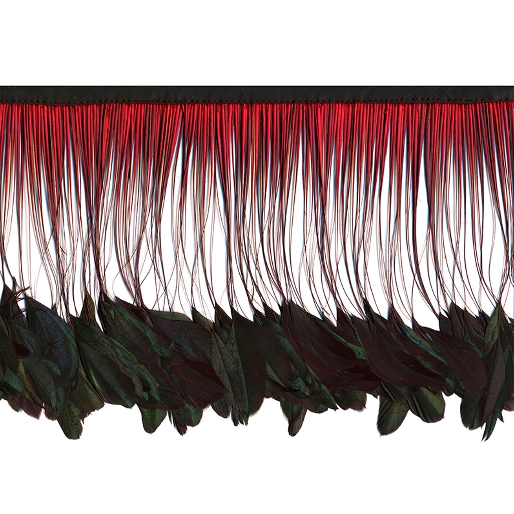 Stripped Iridescent Coque Fringe - Red