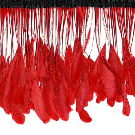 Stripped Bleached Coque Fringe - Red