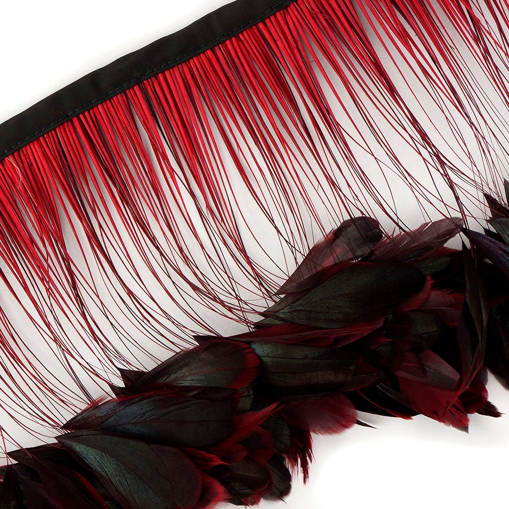 Stripped Iridescent Coque Fringe - Red