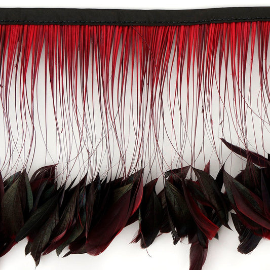 Stripped Iridescent Coque Fringe - Red