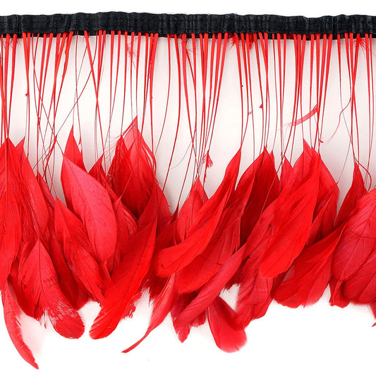 Stripped Bleached Coque Fringe - Red