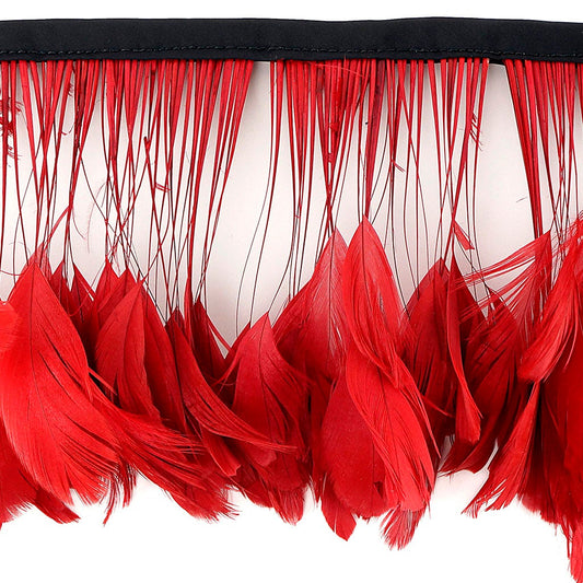 Stripped Bleached Coque Fringe - Red