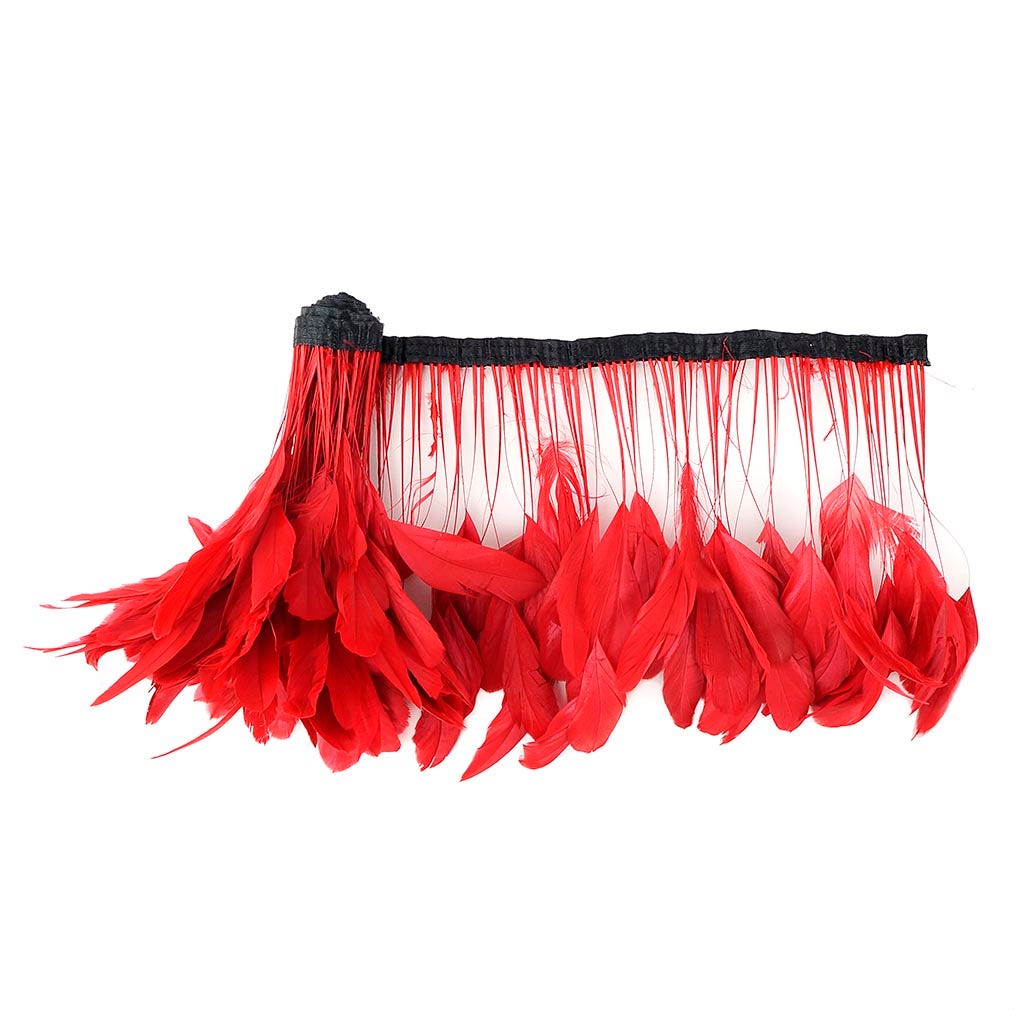 Stripped Bleached Coque Fringe - Red