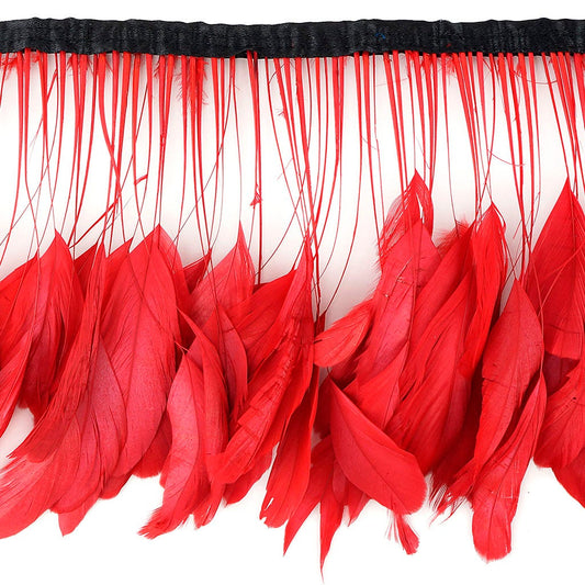 Stripped Bleached Coque Fringe - Red