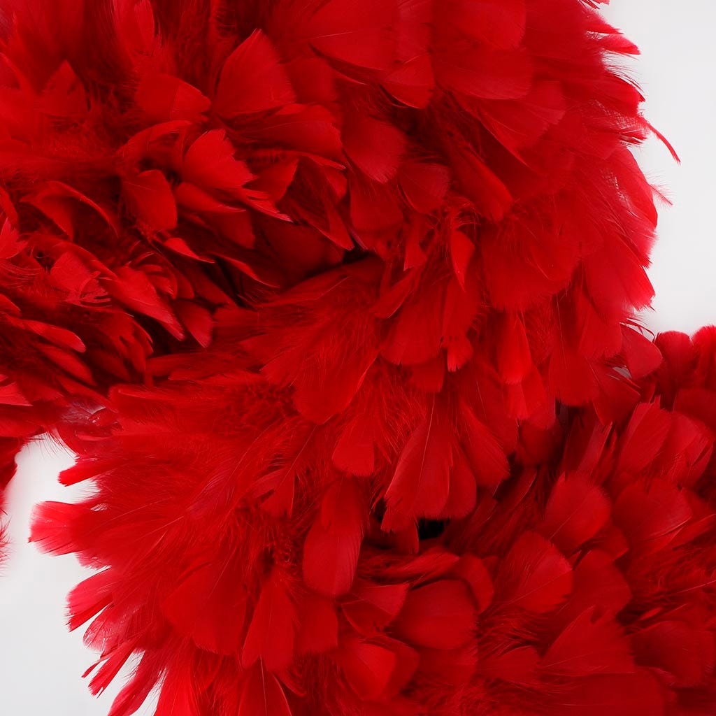 Turkey Ruff Feather Boa - 14-16" - Red