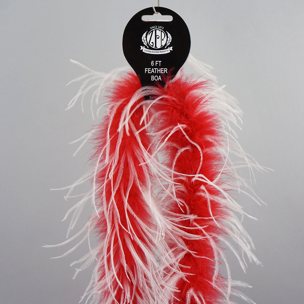 Marabou and Ostrich Feather Boa - Multi-color - Red/White