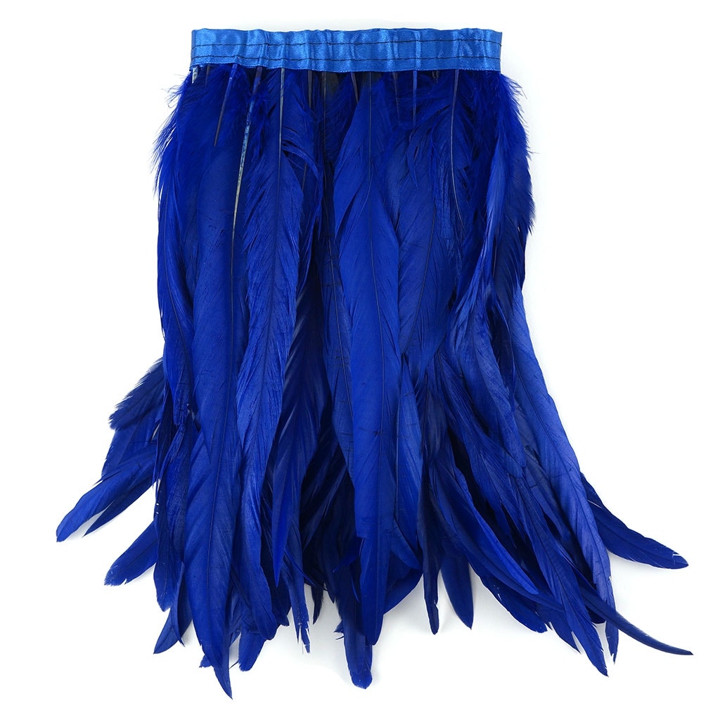 Bleach Dyed Coque Tail Fringe - 12-14" - Royal