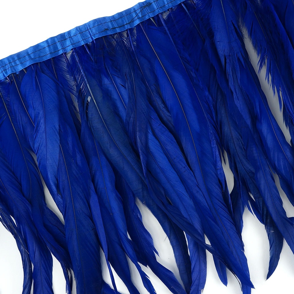 Bleach Dyed Coque Tail Fringe - 12-14" - Royal