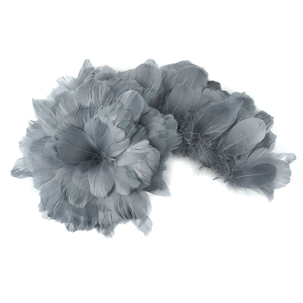 Goose Coquille Feathers Dyed - Silver