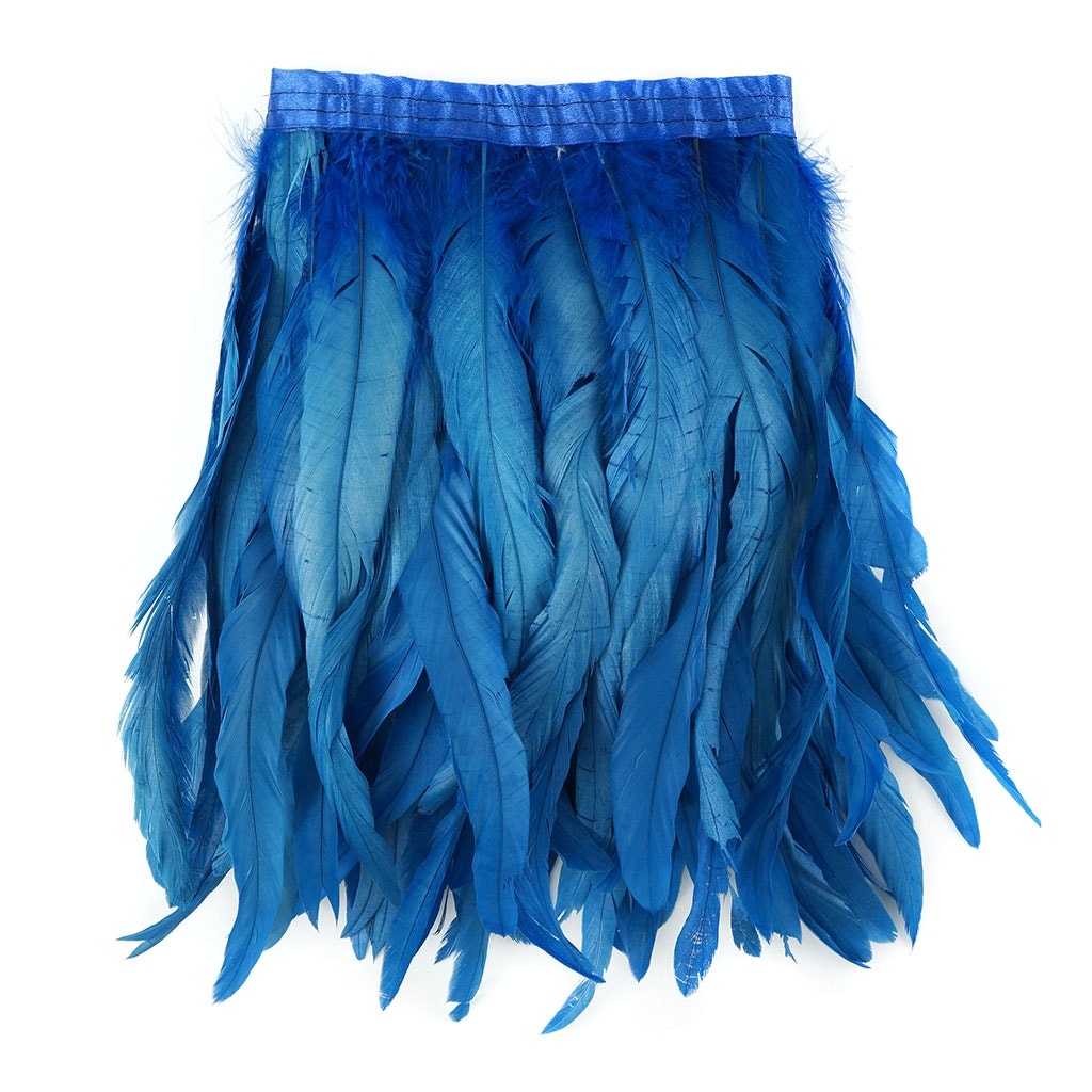 Bleach Dyed Coque Tail Fringe - 10-12" - Dark Turquoise