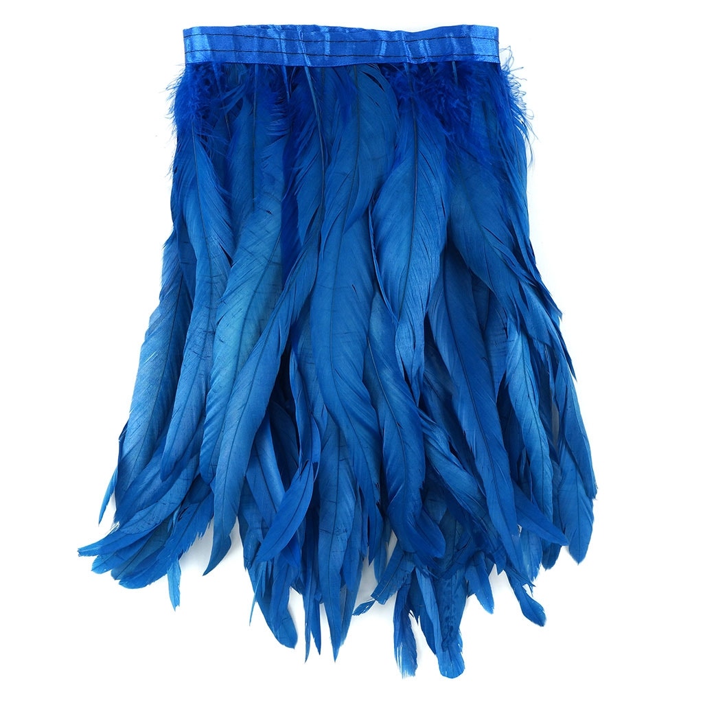 Bleach Dyed Coque Tail Fringe - 12-14" - Dark Turquoise