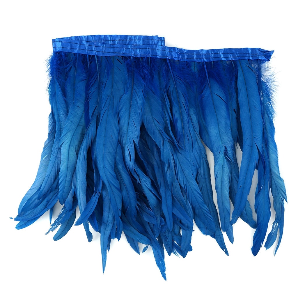 Bleach Dyed Coque Tail Fringe - 12-14" - Dark Turquoise