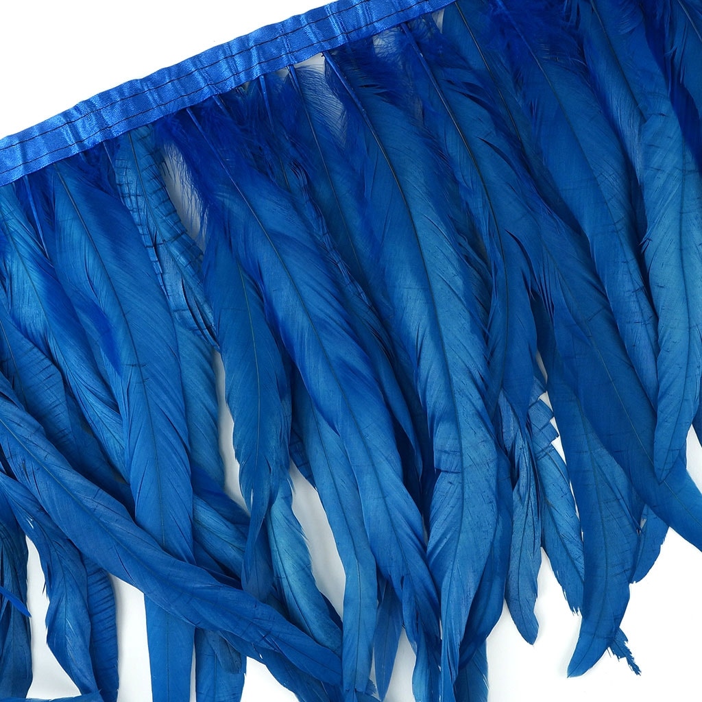 Bleach Dyed Coque Tail Fringe - 12-14" - Dark Turquoise