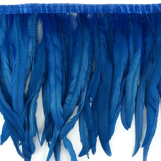 Bleach Dyed Coque Tail Fringe - 12-14" - Dark Turquoise