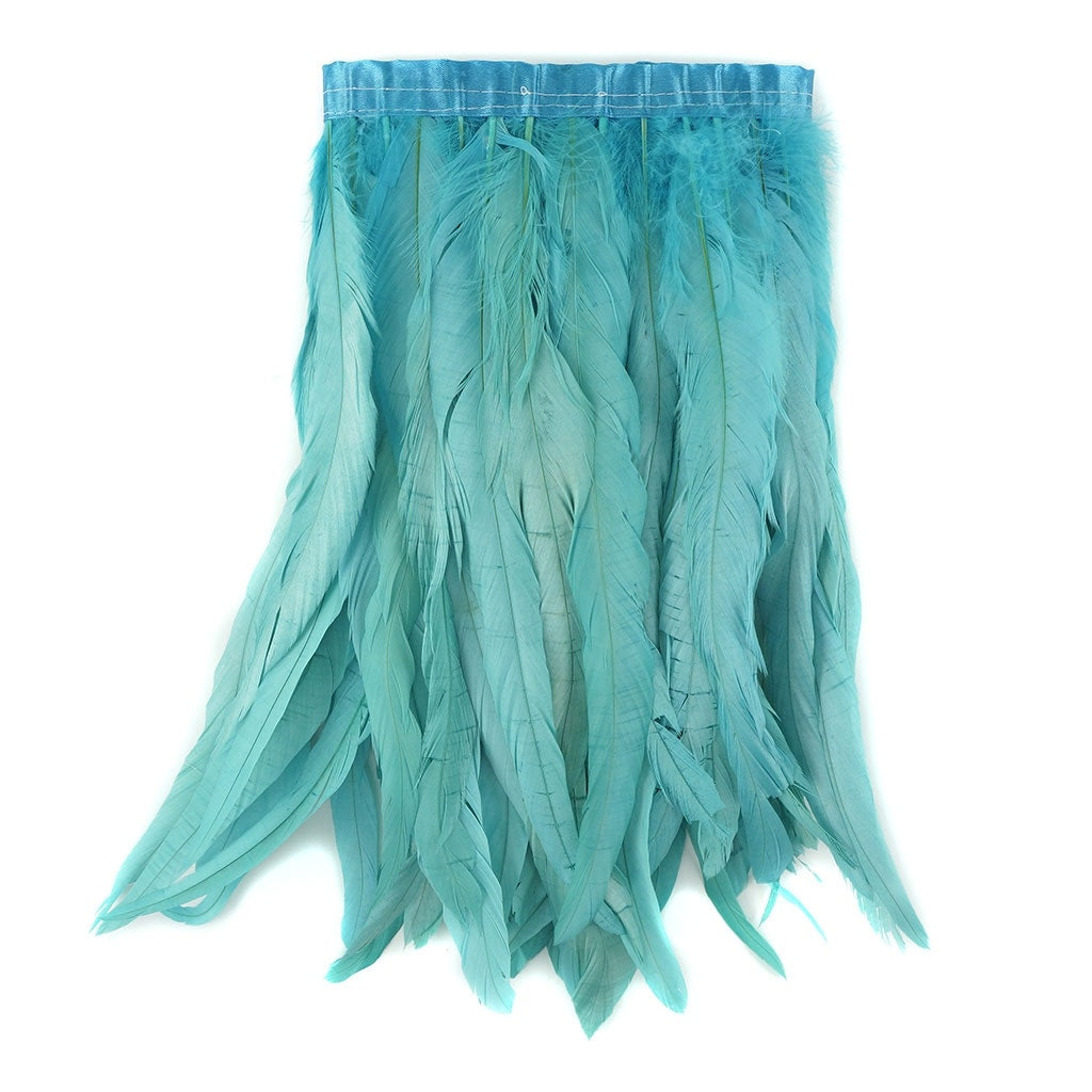 Bleach Dyed Coque Tail Fringe - 12-14" - Lt Turquoise