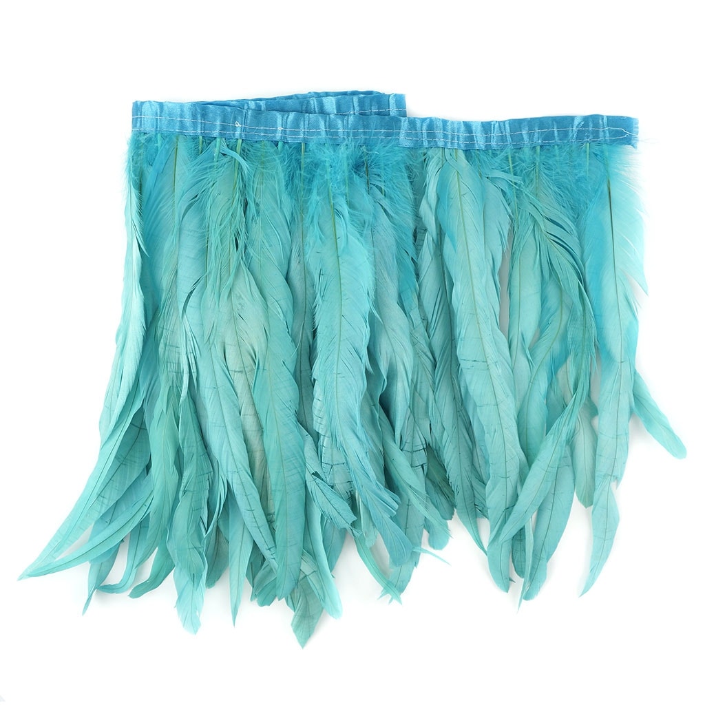 Bleach Dyed Coque Tail Fringe - 12-14" - Lt Turquoise