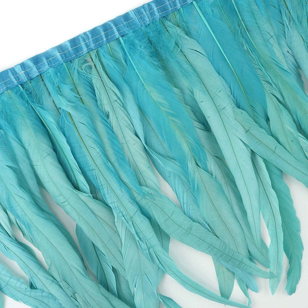 Bleach Dyed Coque Tail Fringe - 12-14" - Lt Turquoise