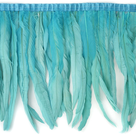 Bleach Dyed Coque Tail Fringe - 12-14" - Lt Turquoise