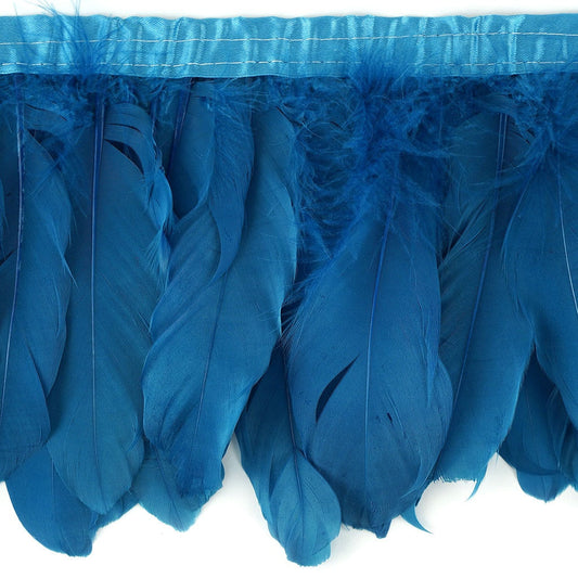 Parried Goose Pallet Feather Fringe - 6" - 1yd - Dark Turquoise