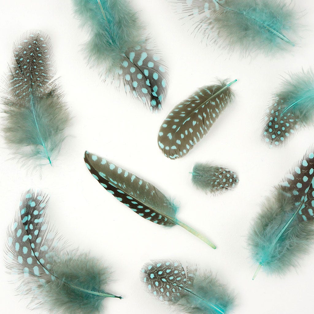 Loose Guinea Plumage Dyed - Light Turquoise - 0.1 oz (approx. 50 pcs)