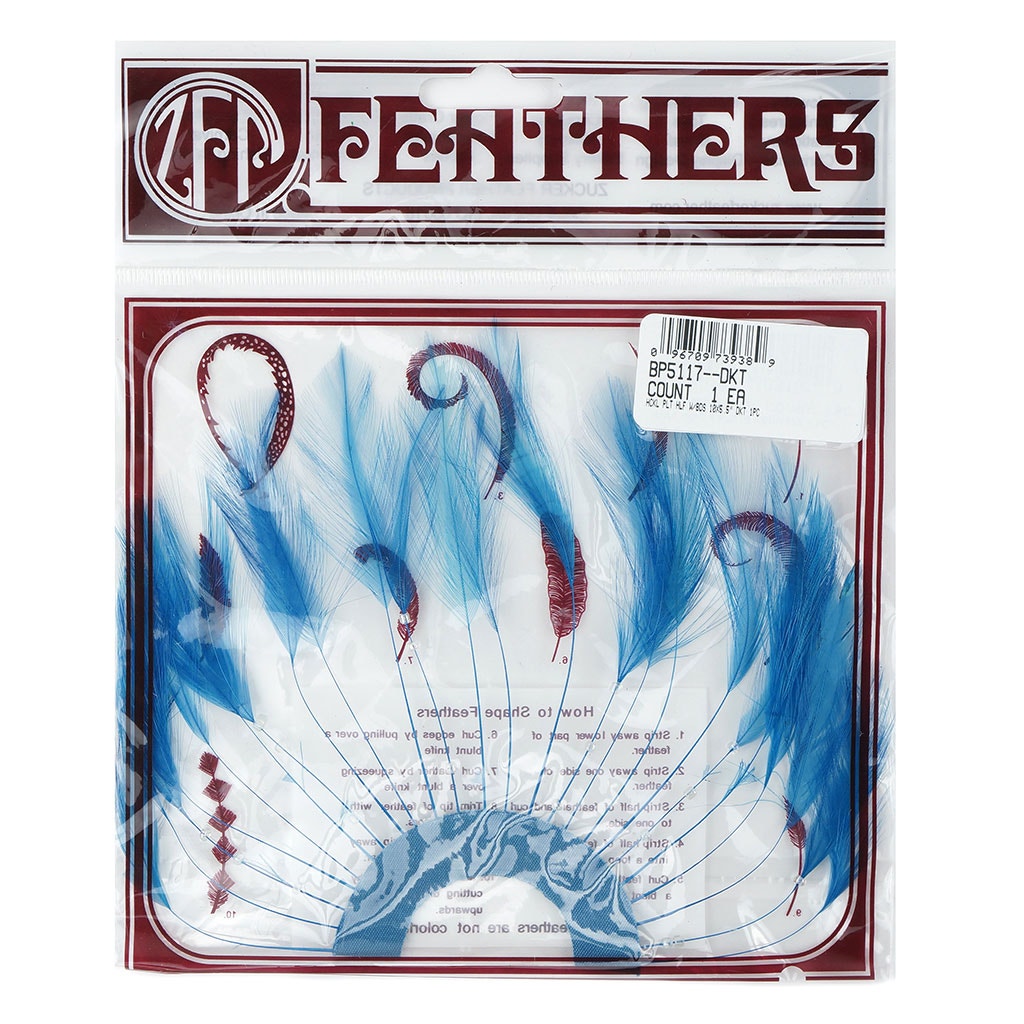 Feather Hackle Plate Trims with Beads - Dark Turquoise