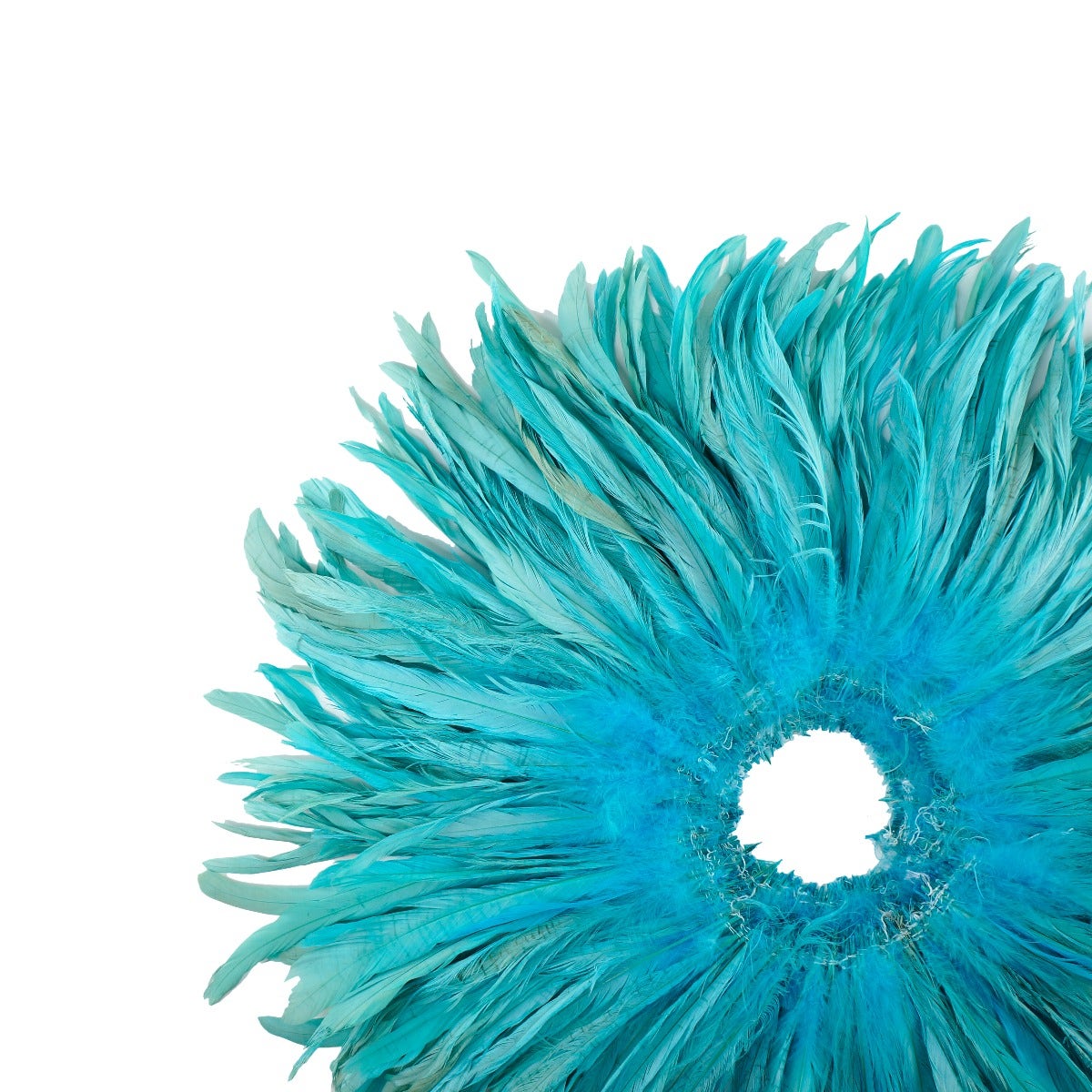 ROOSTER COQUE TAILS FEATHERS BLEACH DYED 7-10” - 1/2 Yard ( 18" ) - Light Turquoise