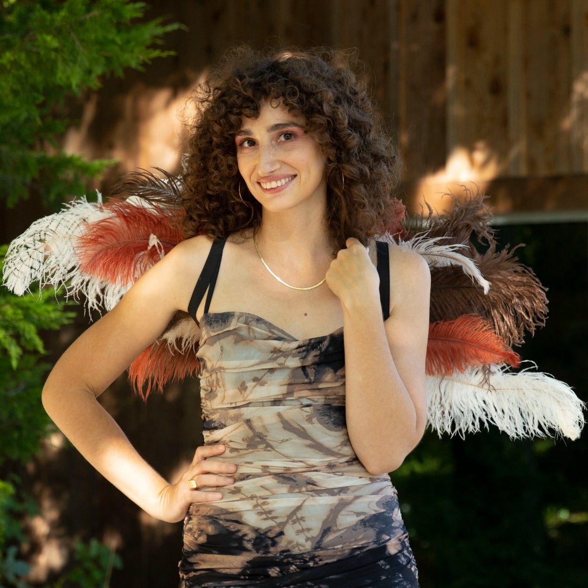 Owl Upcycled Ostrich Feather Costume Wings