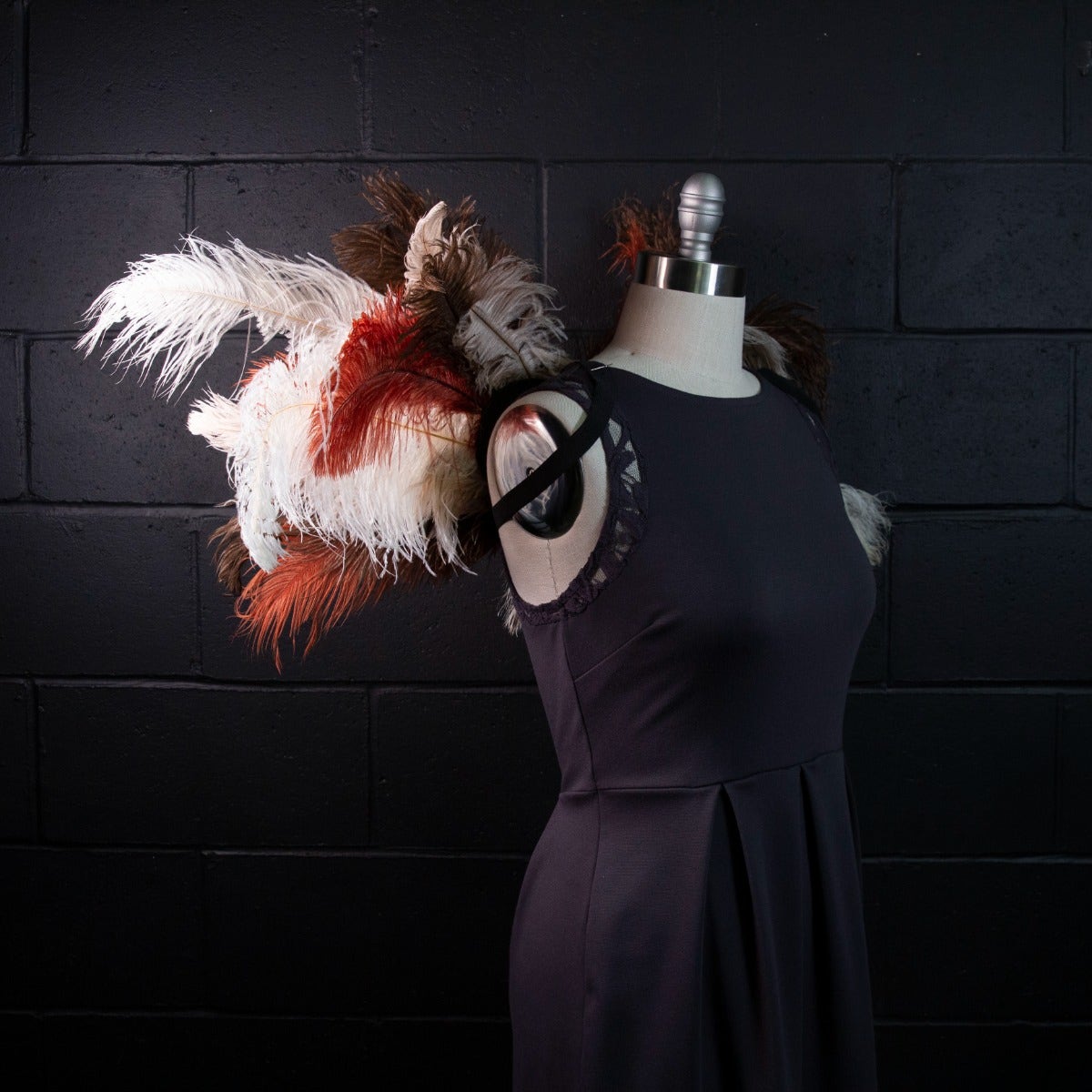 Owl Upcycled Ostrich Feather Costume Wings