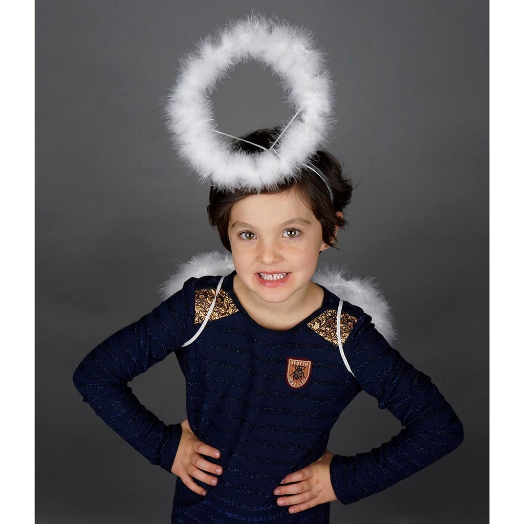 White Angel Wing Halo Costume - Kids Halloween Baby Toddler Feather Wings